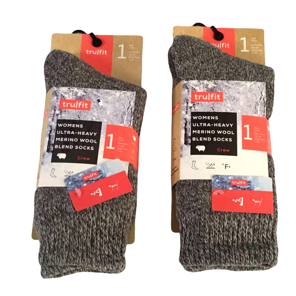 Trufit Merino Wool Blend Women's Socks 2 Pair Gray